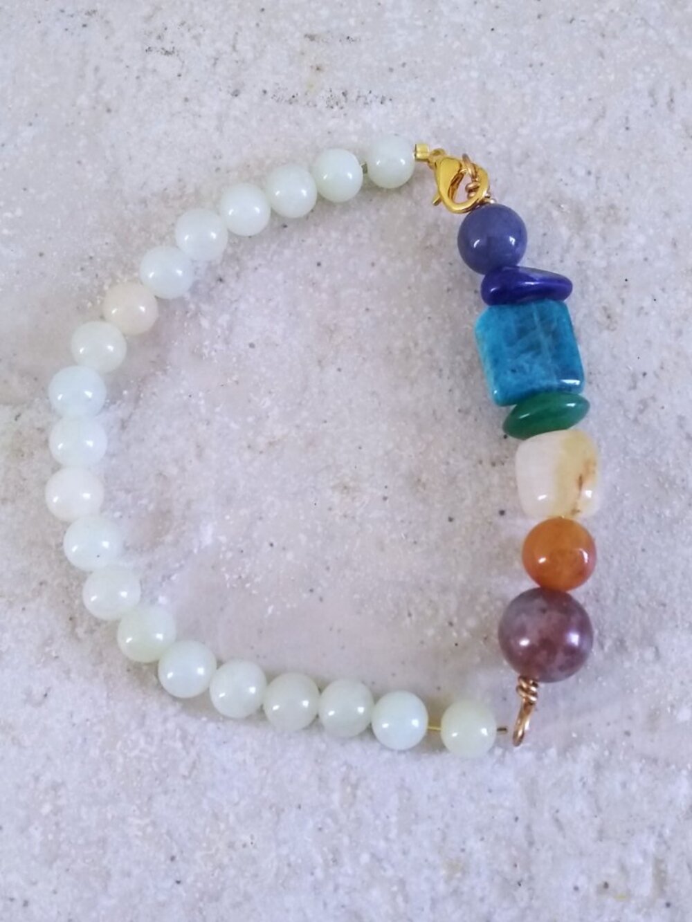 Unique Chakra Gemstone Bracelet: Lapis Lazuli Apatite Agate Jade